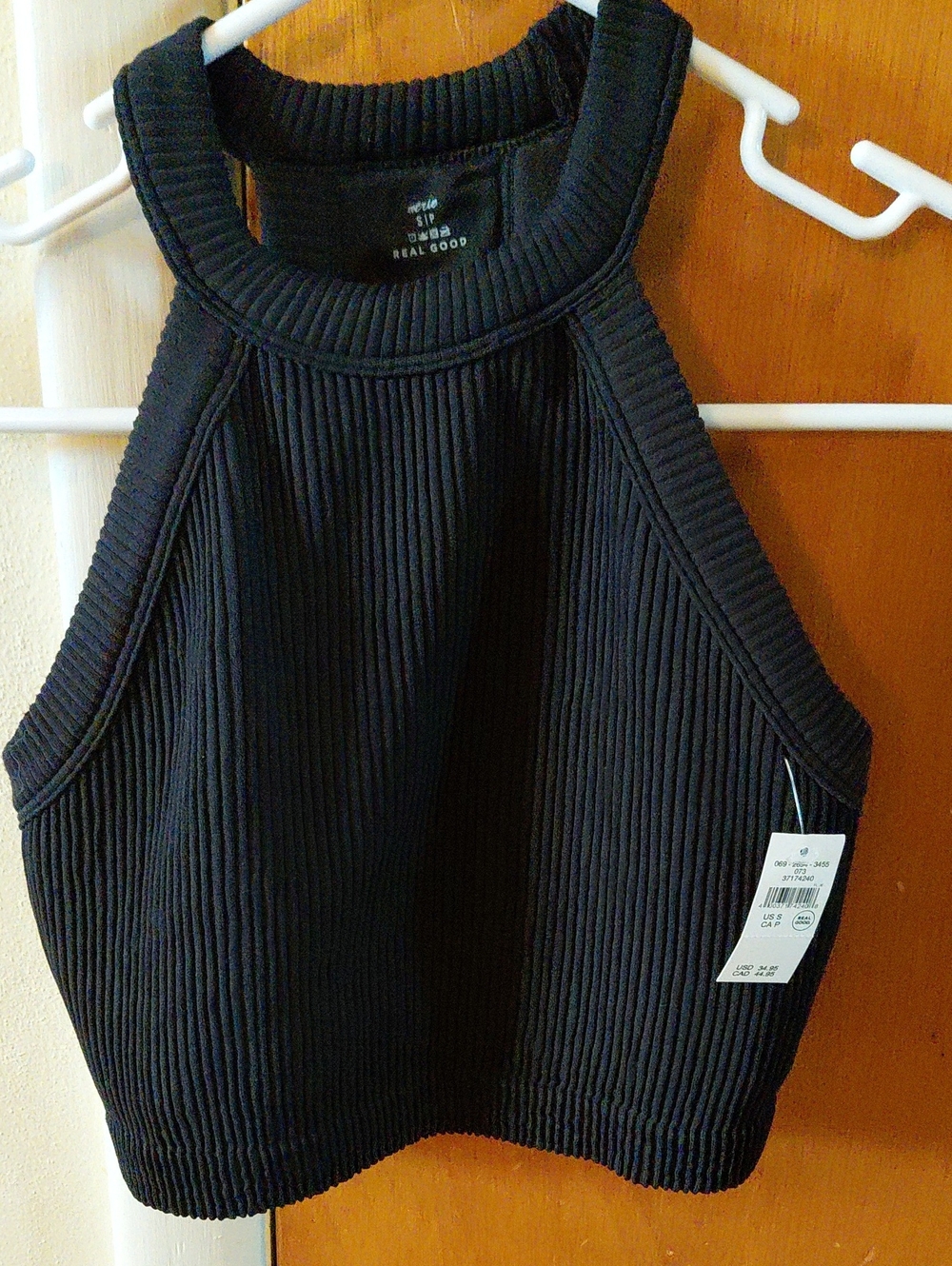 Aerie Super Chill Black Ribbed  Bra Top